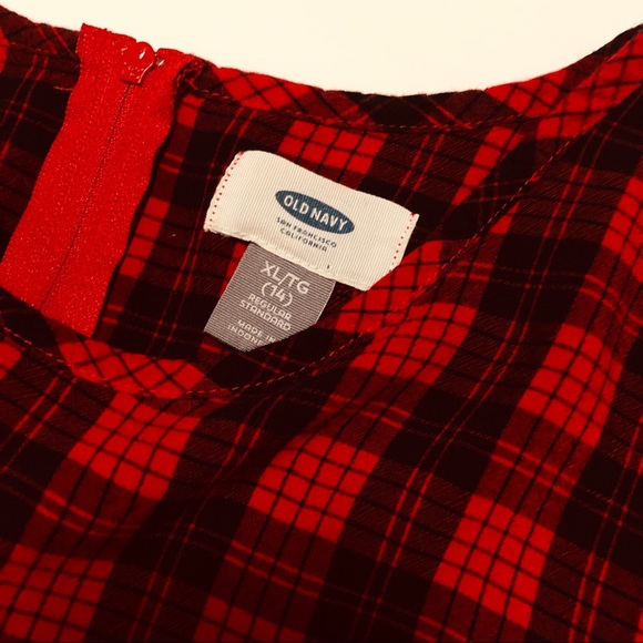 Girls Old Navy Red and Black Plaid Skater Dress - Picture 2 of 4